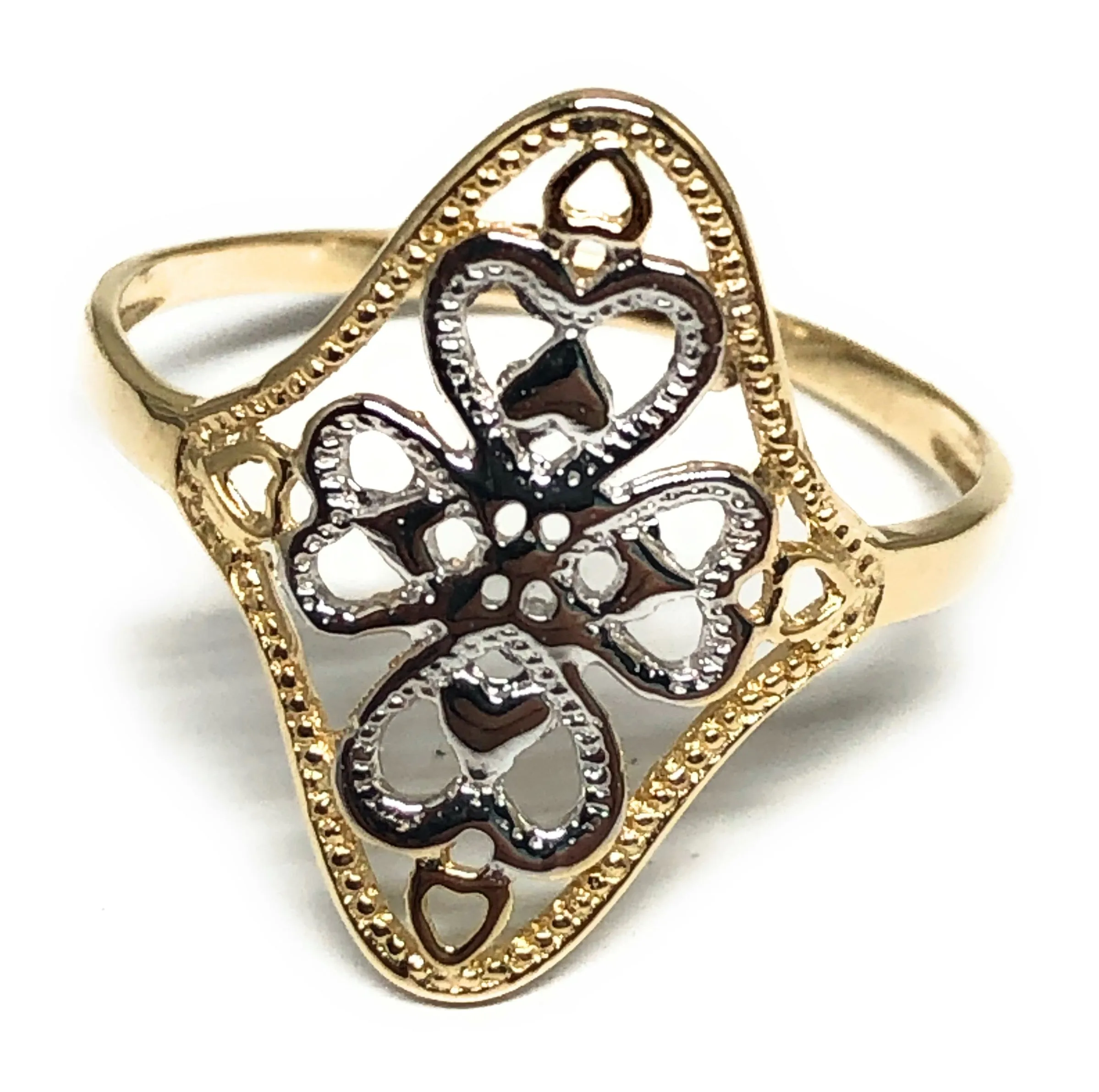 10k Solid Gold Yellow & White Gold Hearts Ring (FC 126)