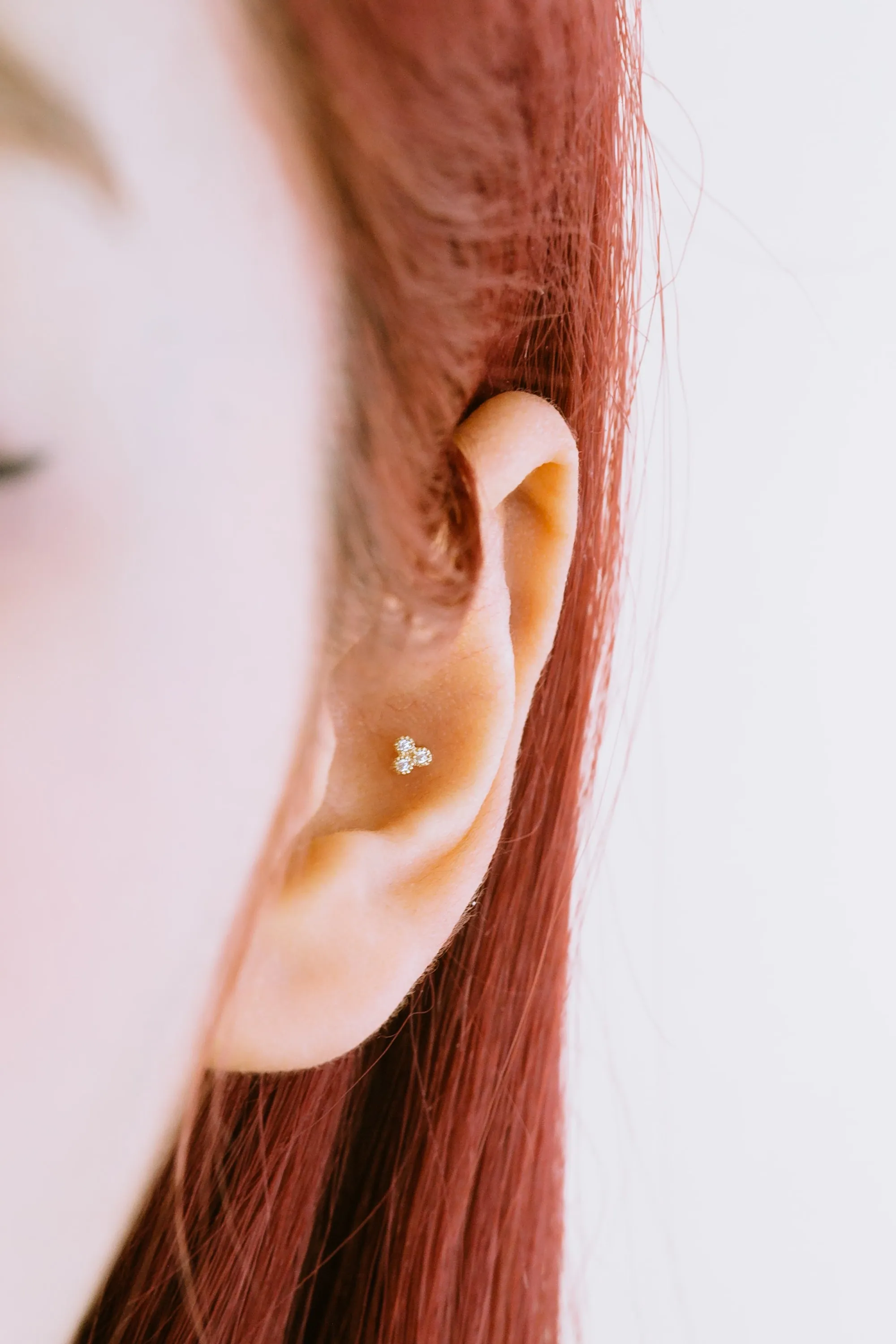 14K Real Gold Minimalist Cz or Genuine Diamond Forward Helix Cartilage Tragus Inner Conch Ear Stud Post Internally Threaded Earr