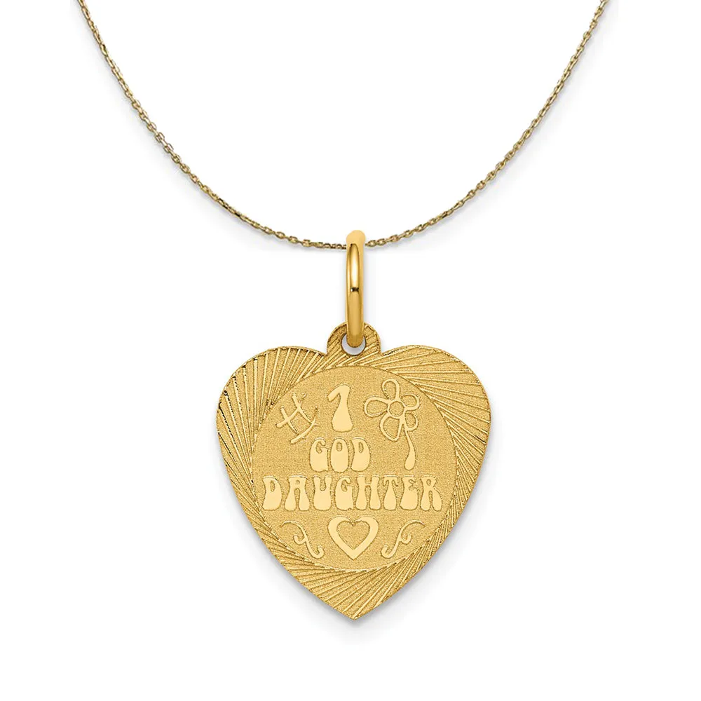 14k Yellow Gold #1 Goddaughter Heart Disc (17mm) Necklace