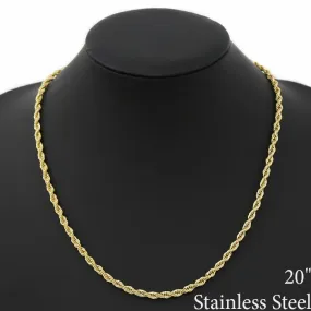 4 MM Rope Chain Stainless Steel Necklace