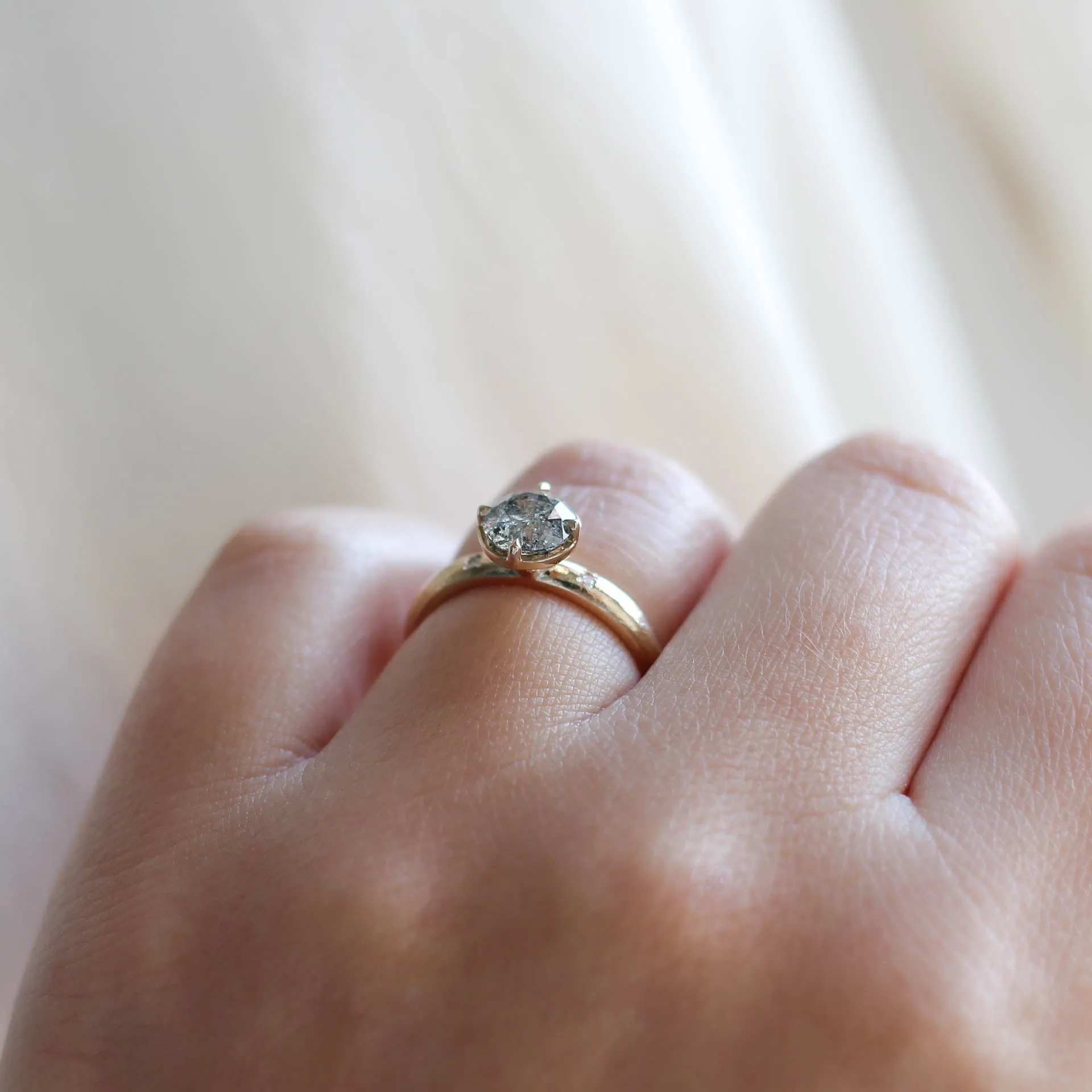 Around The World Round Salt and Pepper Diamond Ring