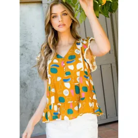 Audrey Mustard Pattern THML Top-SALE