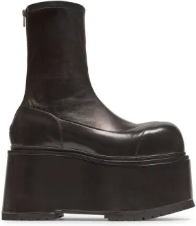 Balmain platform leather boots Black