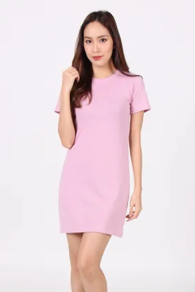 Basic Everyday Comfy Tee Dress in Pink