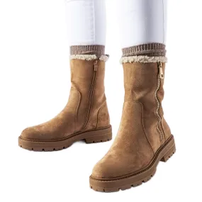 Beige insulated boots with a Sunnyslope zipper