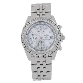 Breitling Crosswind Racing A13055 White Diamond Dial With 3.00 CT Diamonds