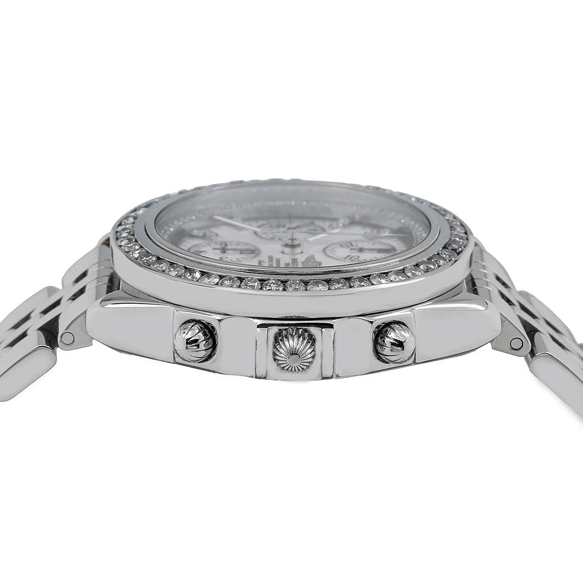 Breitling Crosswind Racing A13055 White Diamond Dial With 3.00 CT Diamonds