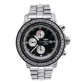 Breitling Super Avenger A13370 48MM Black Diamond Dial With 9.35 CT Diamonds