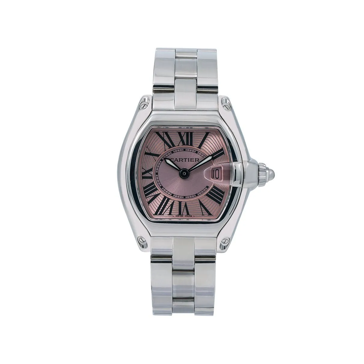 Cartier Roadster W62016V3 36mm Pink Dial With Stainless Steel Bracelet