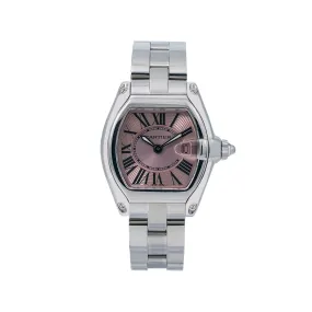 Cartier Roadster W62016V3 36mm Pink Dial With Stainless Steel Bracelet