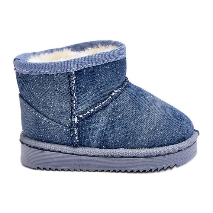 Children's snow boots with glitter, Blue Sulinne