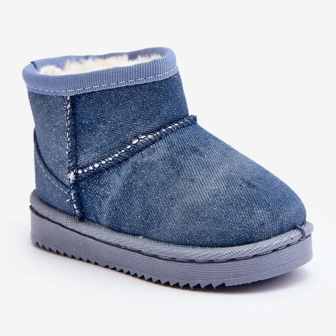 Children's snow boots with glitter, Blue Sulinne