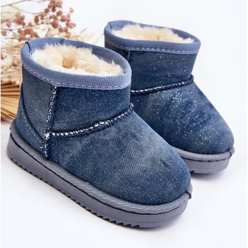 Children's snow boots with glitter, Blue Sulinne