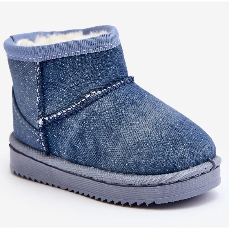 Children's snow boots with glitter, Blue Sulinne