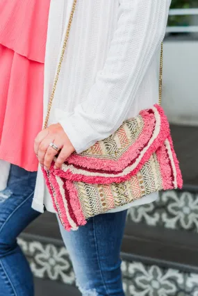 Days Of Summer Beaded Clutch- Pink & Natural