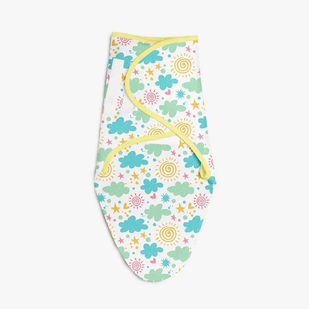 Dry Feel Swaddle Wrap - Pack of 2 (Starry Skies & Happy Clouds)