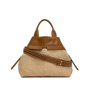 DUNA LEATHER AND RAFFIA HANDBAG Woman Leather