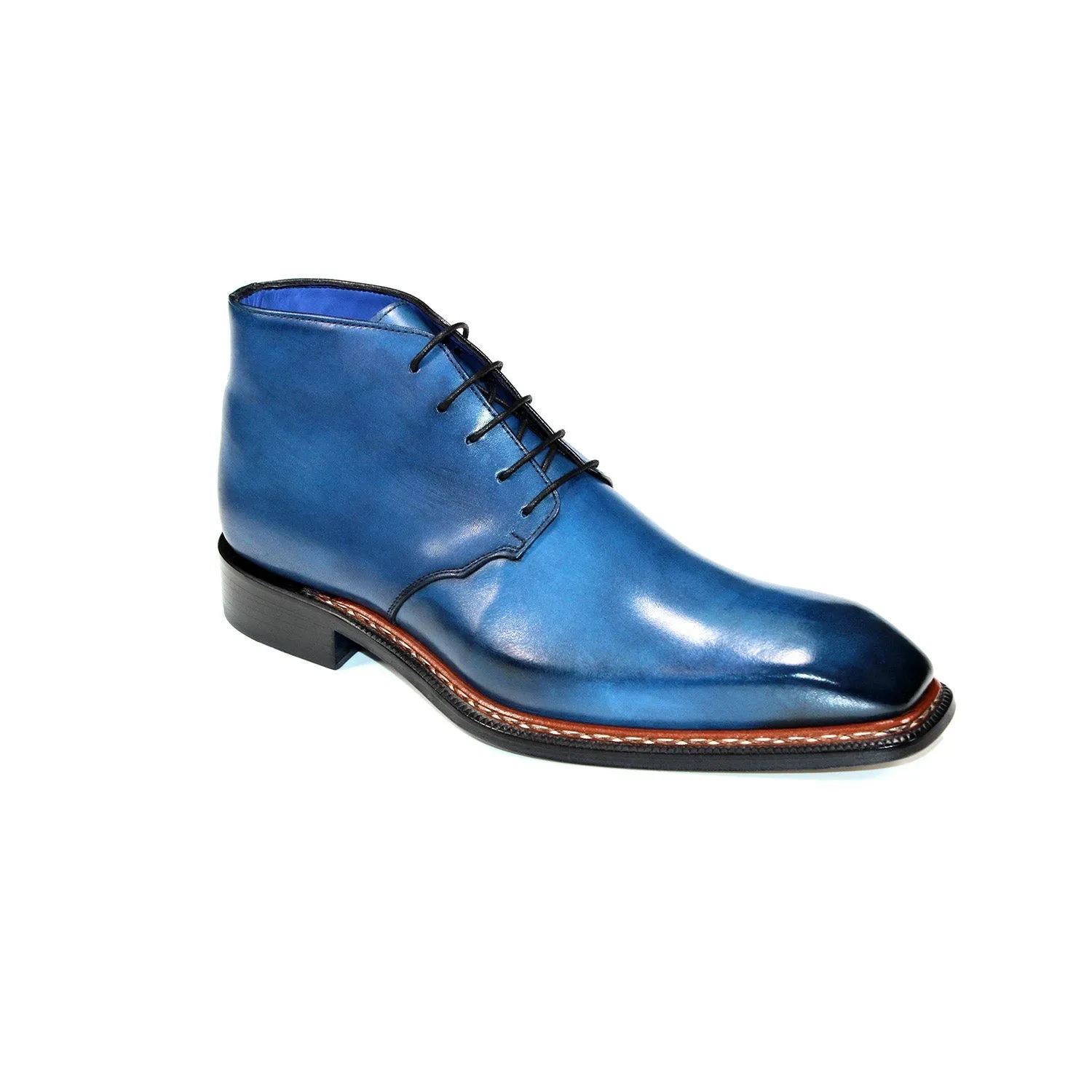 Emilio Franco Rocco Men's Shoes Blue Calf-Skin Leather Boots (EF1236)