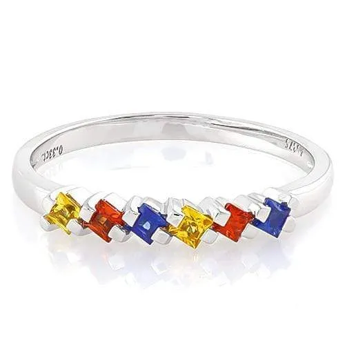 FANTASTIC ! 4/5 CARAT (6 PCS) SAPPHIRE (VS) 9KT SOLID GOLD BAND RING