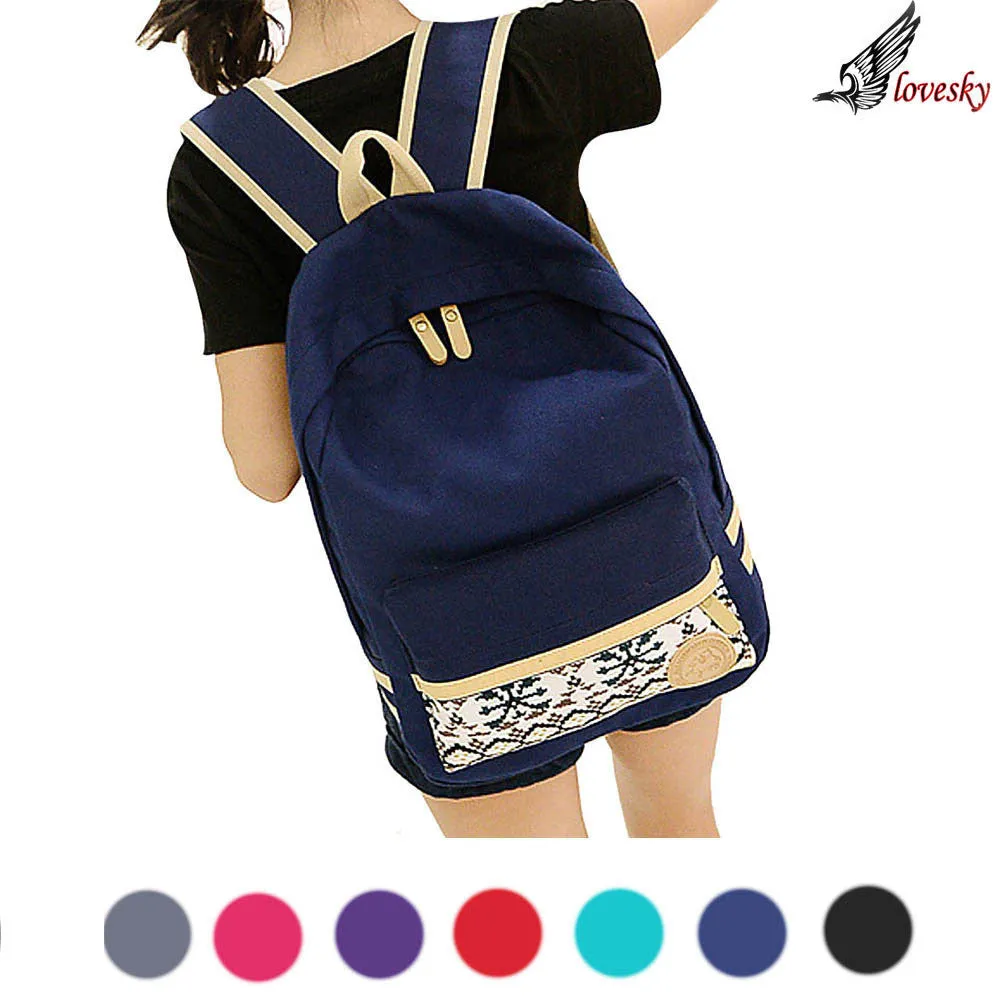 Forward Women Canvas Shoulder School Bag Bookbag Backpack Zipper Travel Rucksack Bag