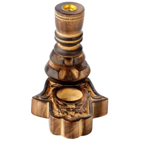 Garden Carved Mango Wood Backflow Incense Burner - Hamsa IF255