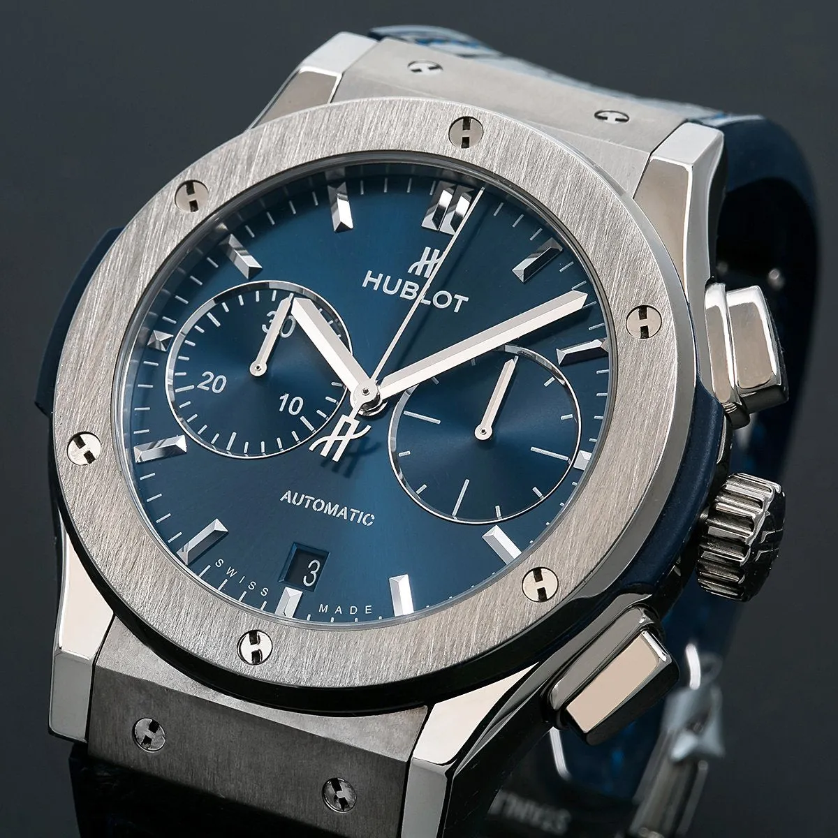 Hublot Classic Fusion Chronograph 541.NX.7170.LR 42MM Blue Dial With Leather Bracelet