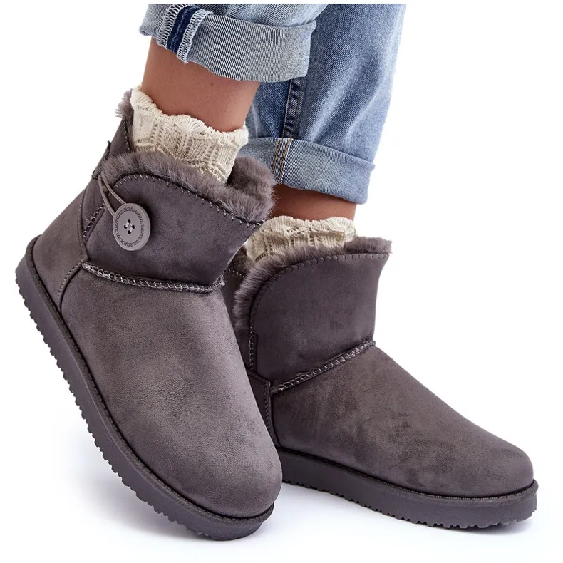 Insulated Women's Snow Boots With Decoration Gray Siriol grey