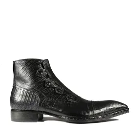 Jo Ghost 2379 Men's Shoes Black Lizard Print / Calf-Skin Leather Ankle Boots (JG5307)