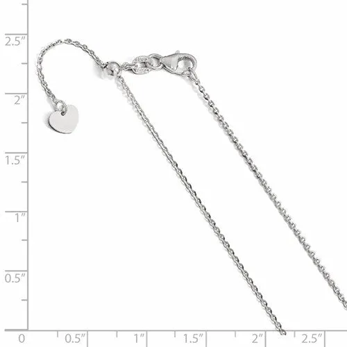 Leslie's 14K White Gold 1.15 mm Oval Open Link Adjustable Chain Available Sizes 22-30