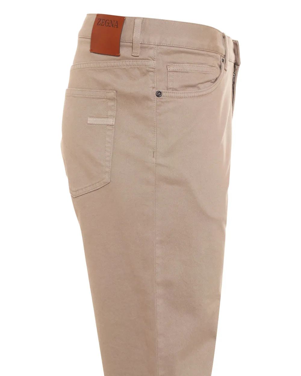 Light Taupe Cotton Blend Casual Pant