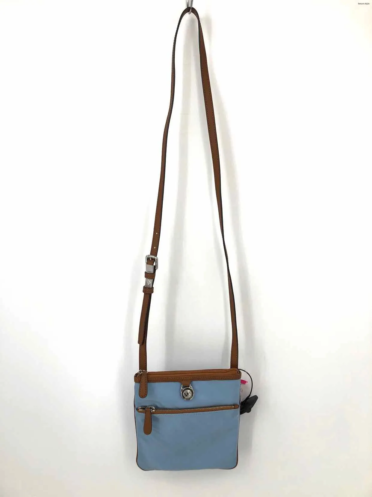 MICHAEL KORS Lt Blue Tan Nylon Has tag! Crossbody Purse