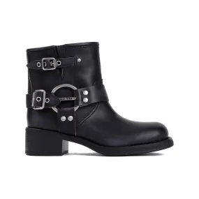 MIU MIU Chic Mini Black Leather Boots with 2-inch Heel