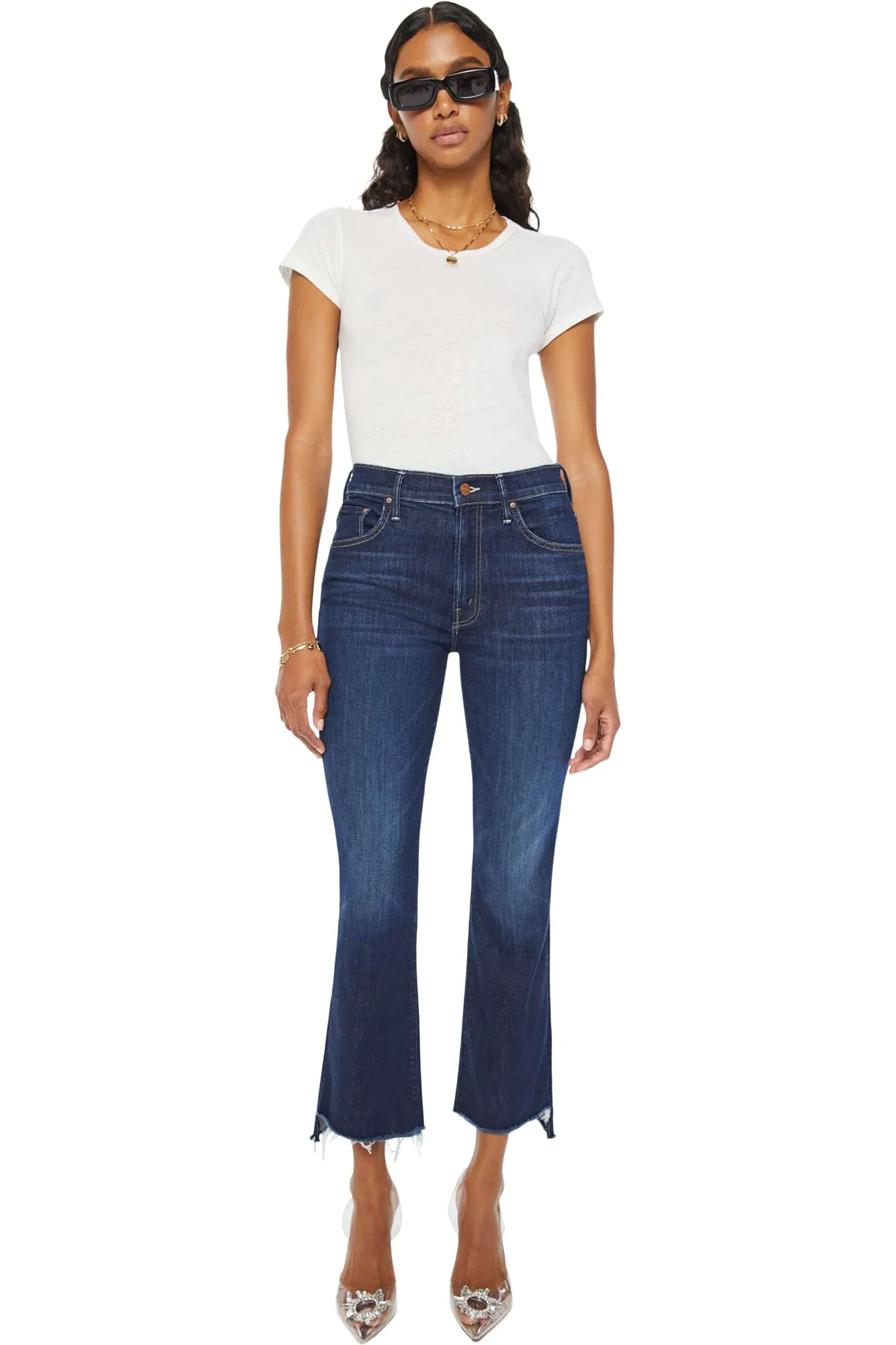 MOTHER Denim The Insider Crop Step Fray
 in Off Limits