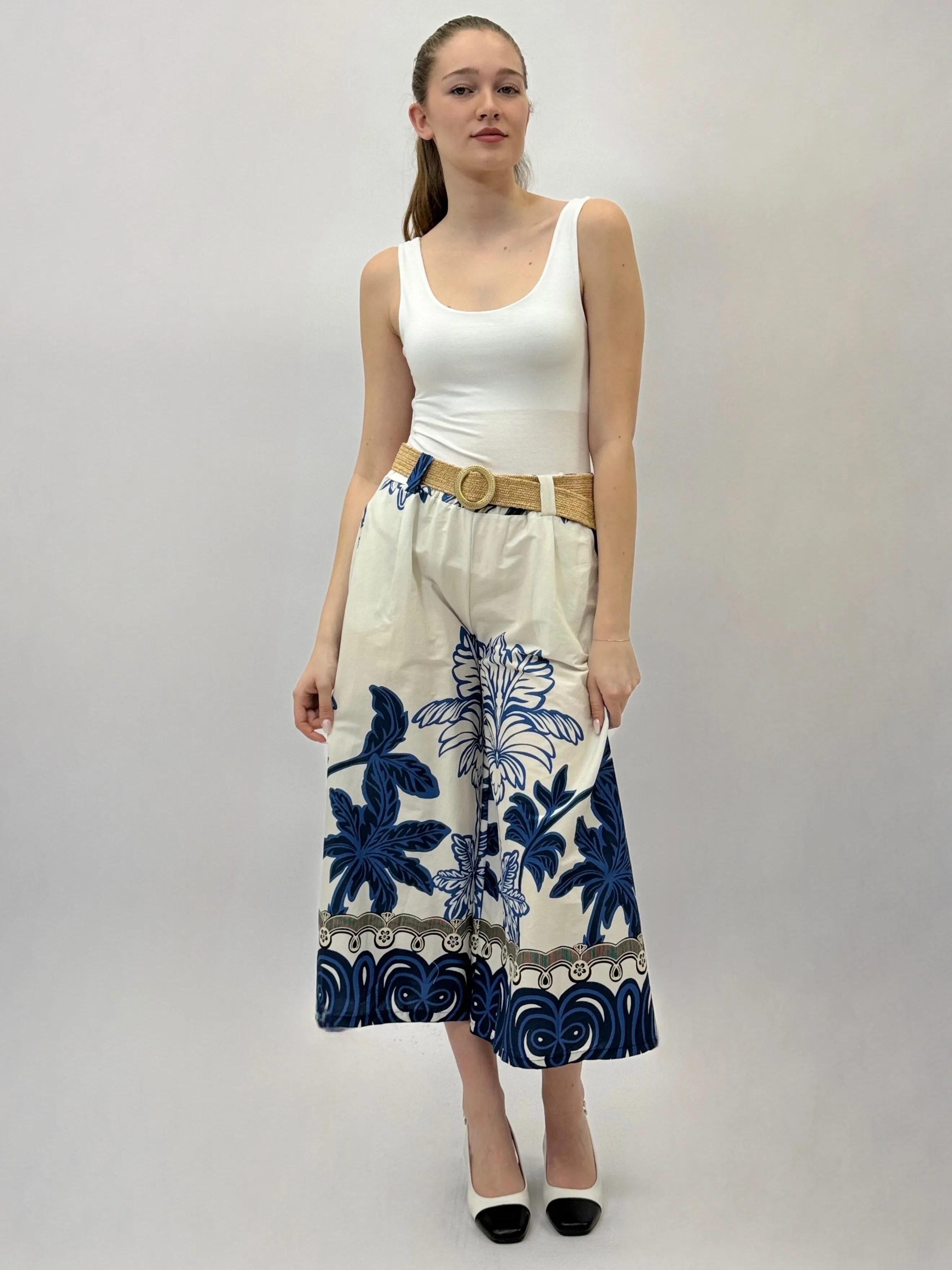 Pantaloni con stampa e cintura