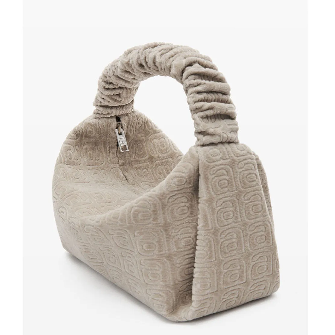 Scrunchie Monogram Terry Bag, Taupe