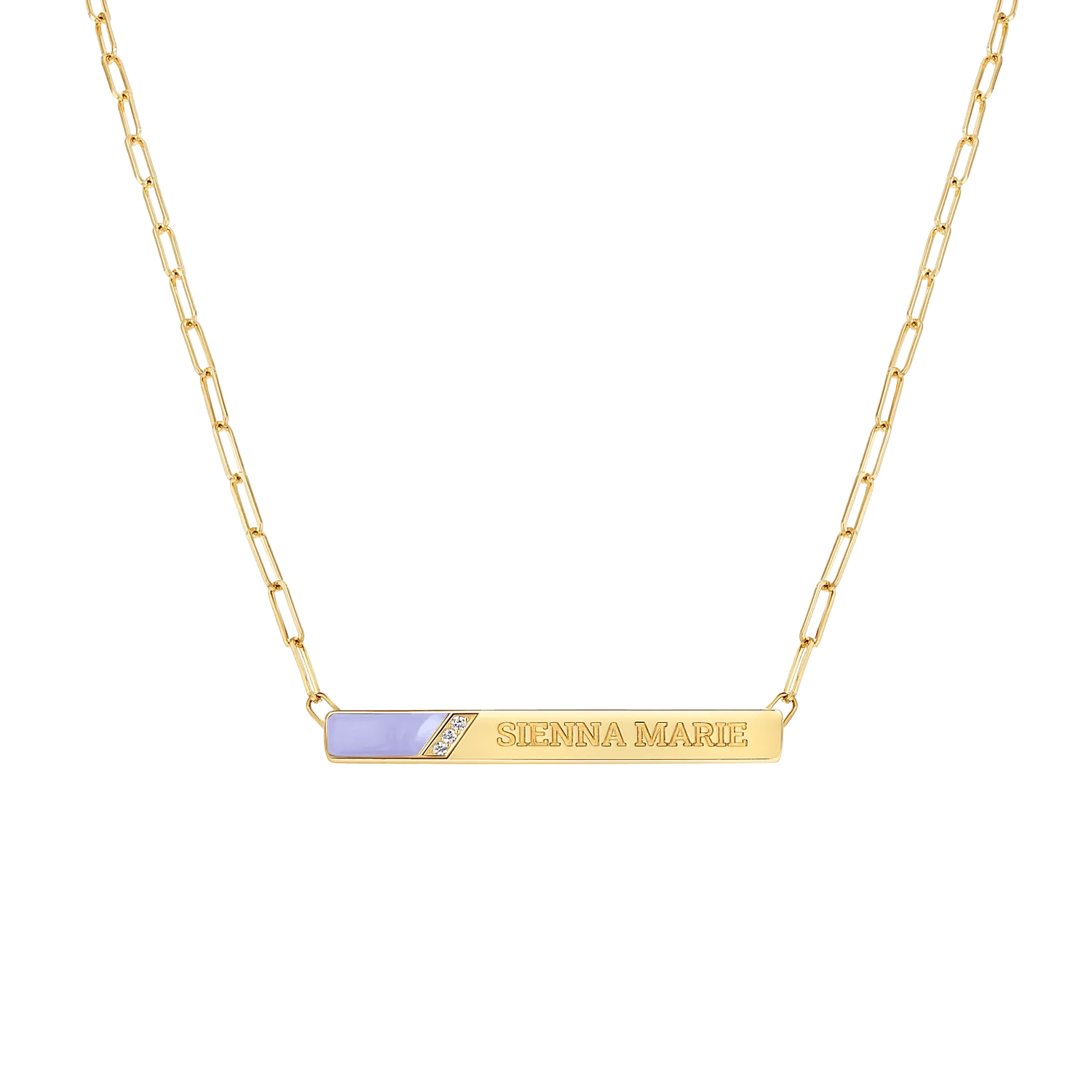 Slash Engravable Necklace with Diamond Accents