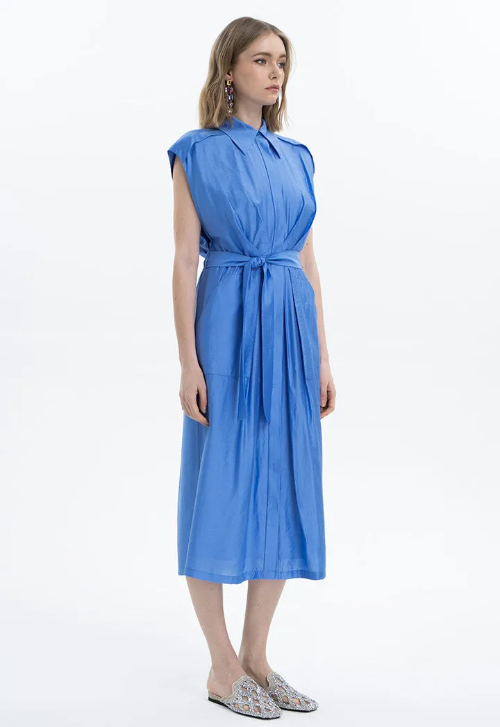 Solid Midi Gathered Waist Dress