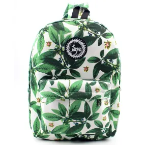 Style Canvas Bag Women Men Leaves Printing Softback Zipper Backpack Shoulder Bag Green