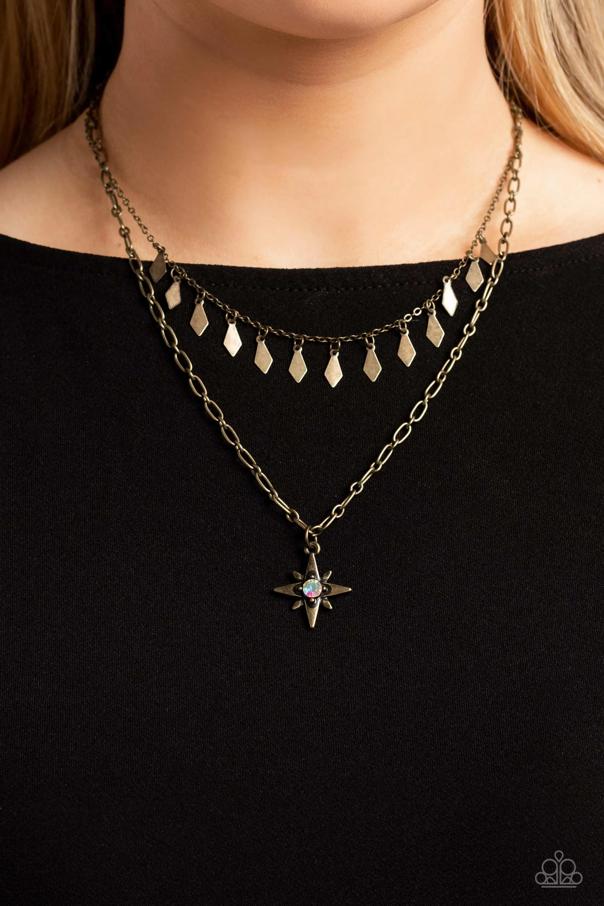 The Second Star To The LIGHT - Brass ~ Paparazzi Necklace