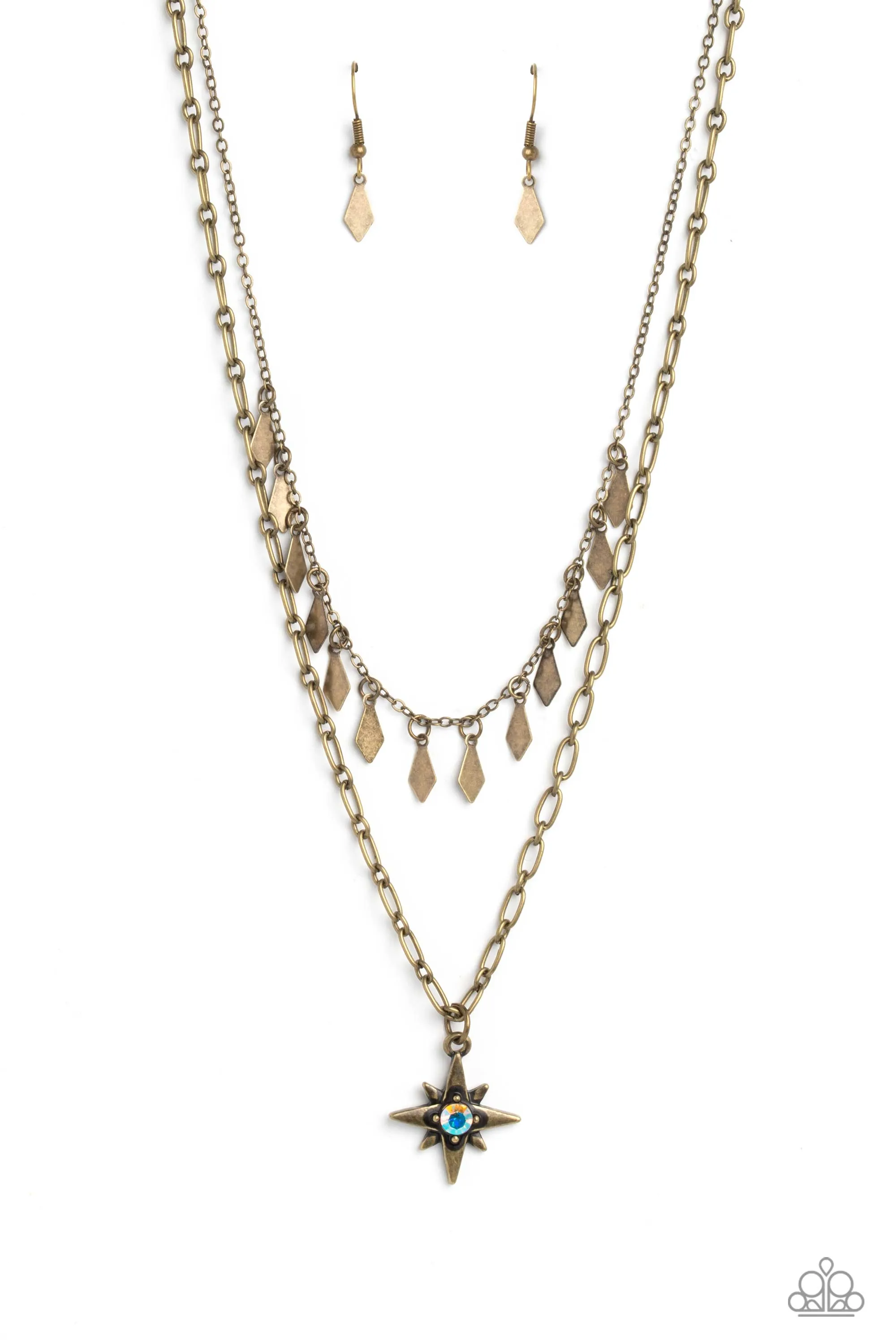 The Second Star To The LIGHT - Brass ~ Paparazzi Necklace