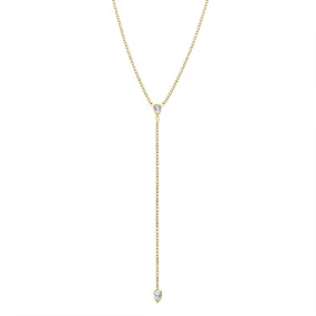 Water Resistant Crystal Y- Lariat Drop Tennis Chain Necklace gold