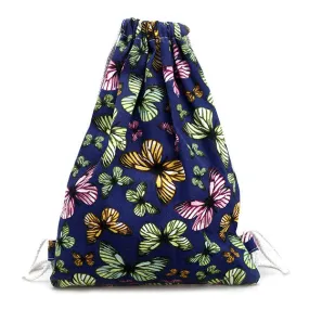 women backpack Canvas Printing Butterfly Backpack for girls Drawstring Bag