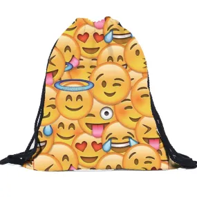 Women Emoji Backpacks 3D Printing School Bags Drawstring Backpack For Teenager Girls Casual Backpack Mochila Feminina