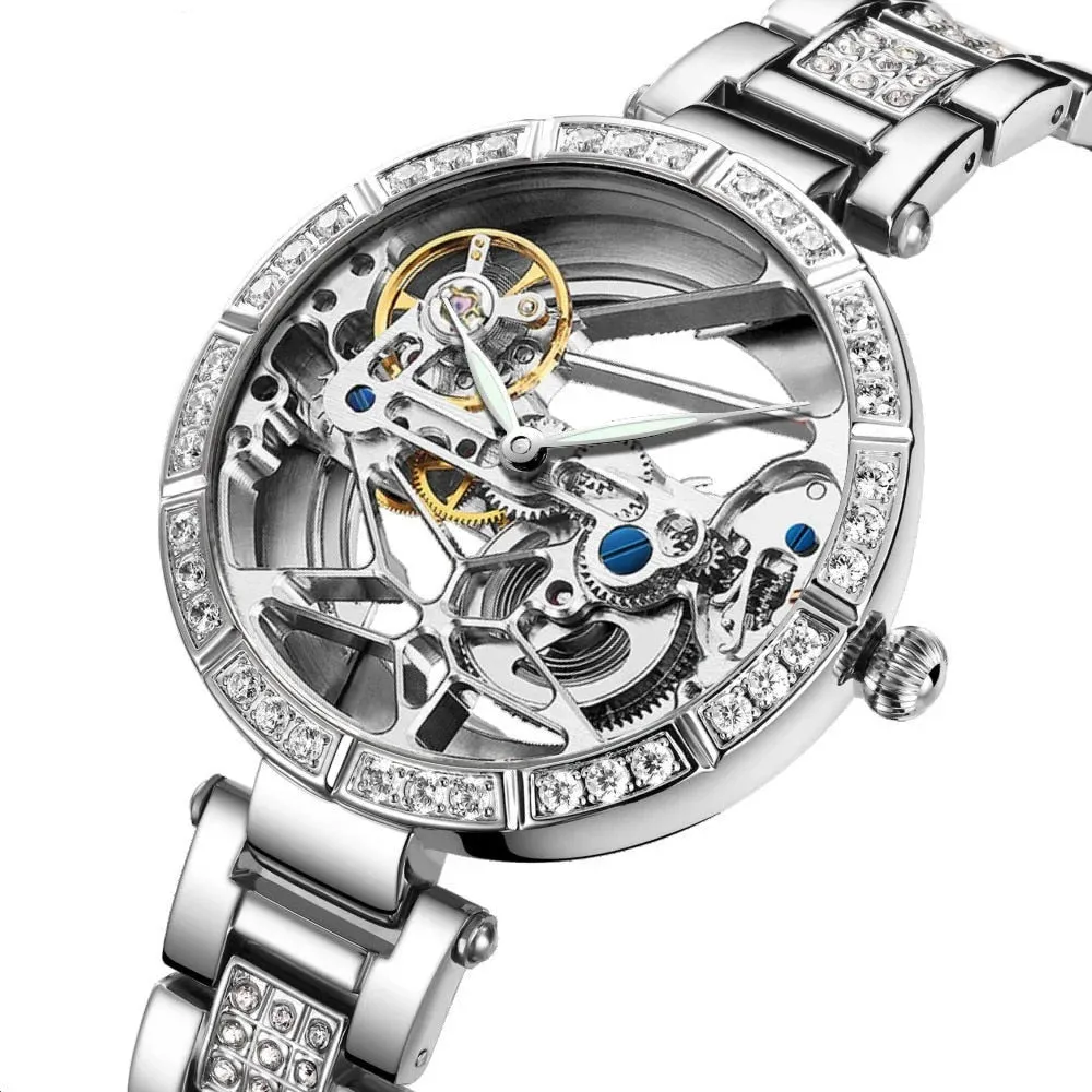 Women's Casual Water Resistant Automatic Mechanical Skeleton Watch