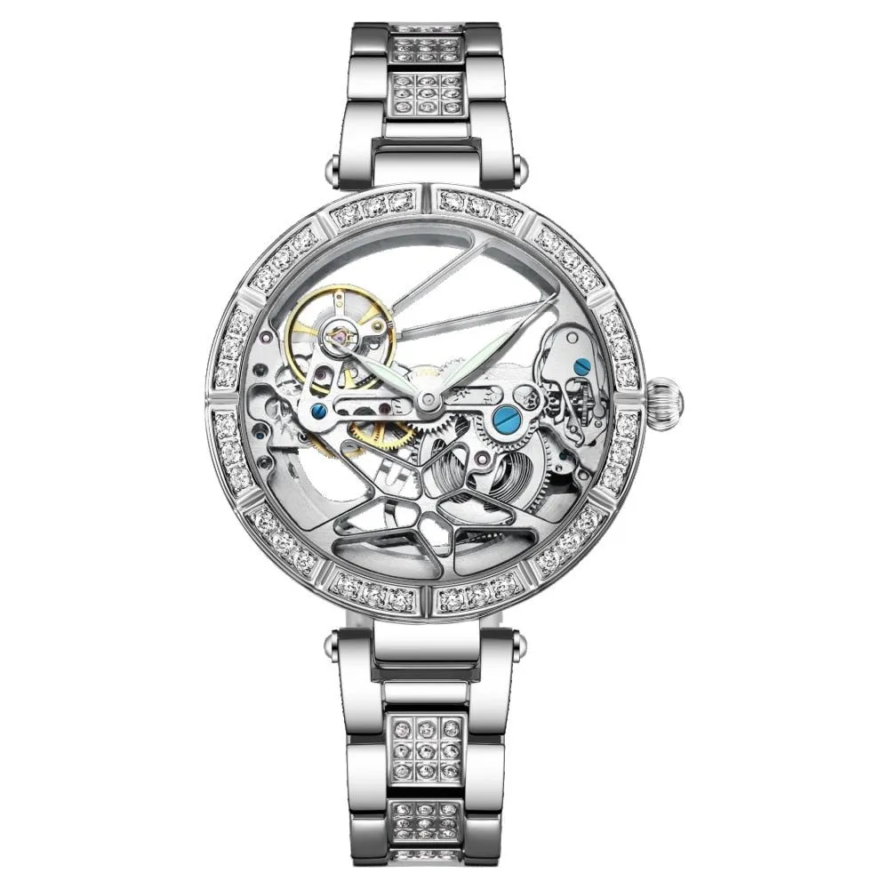 Women's Casual Water Resistant Automatic Mechanical Skeleton Watch